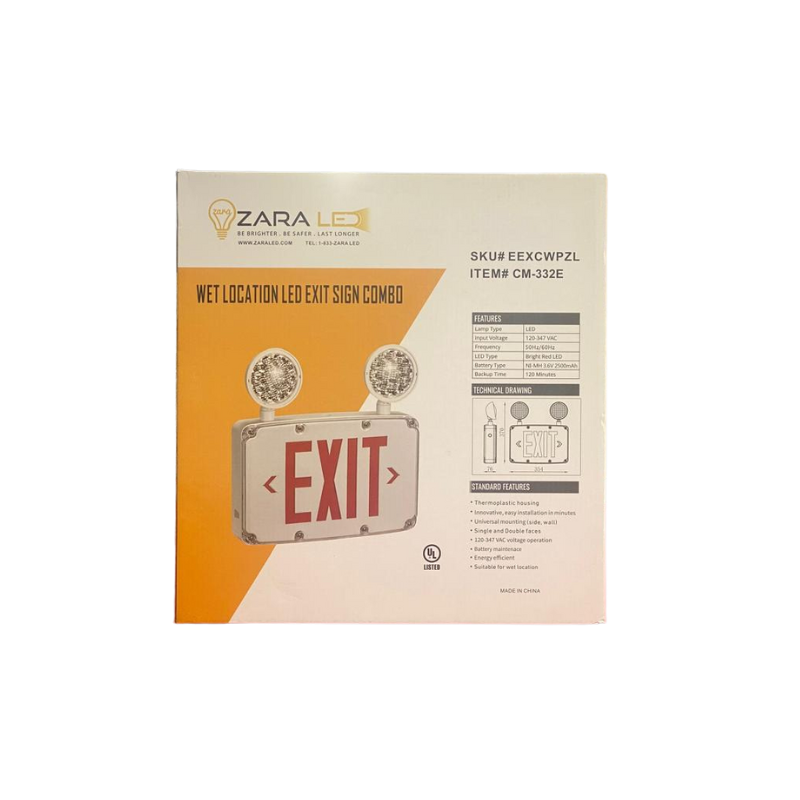 Wet Location LED Exit Sign Combo