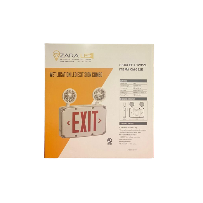 Wet Location LED Exit Sign Combo