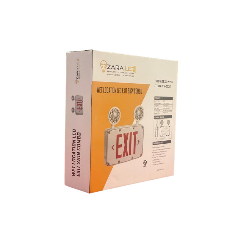 Wet Location LED Exit Sign Combo