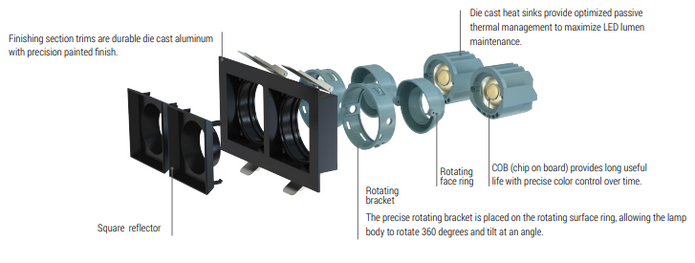Architectural Multi-Head Recessed Spot Downlight - 3"/24W
