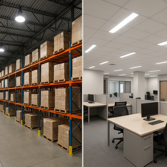 show as in a warehouse or office